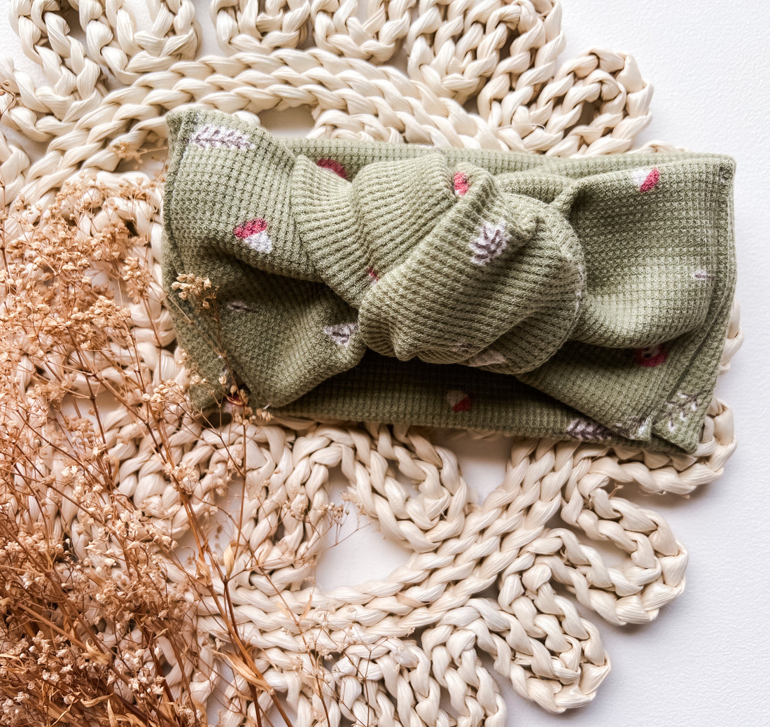 Fall Acorns Waffle Knit Baby Headwrap - EllaLaine