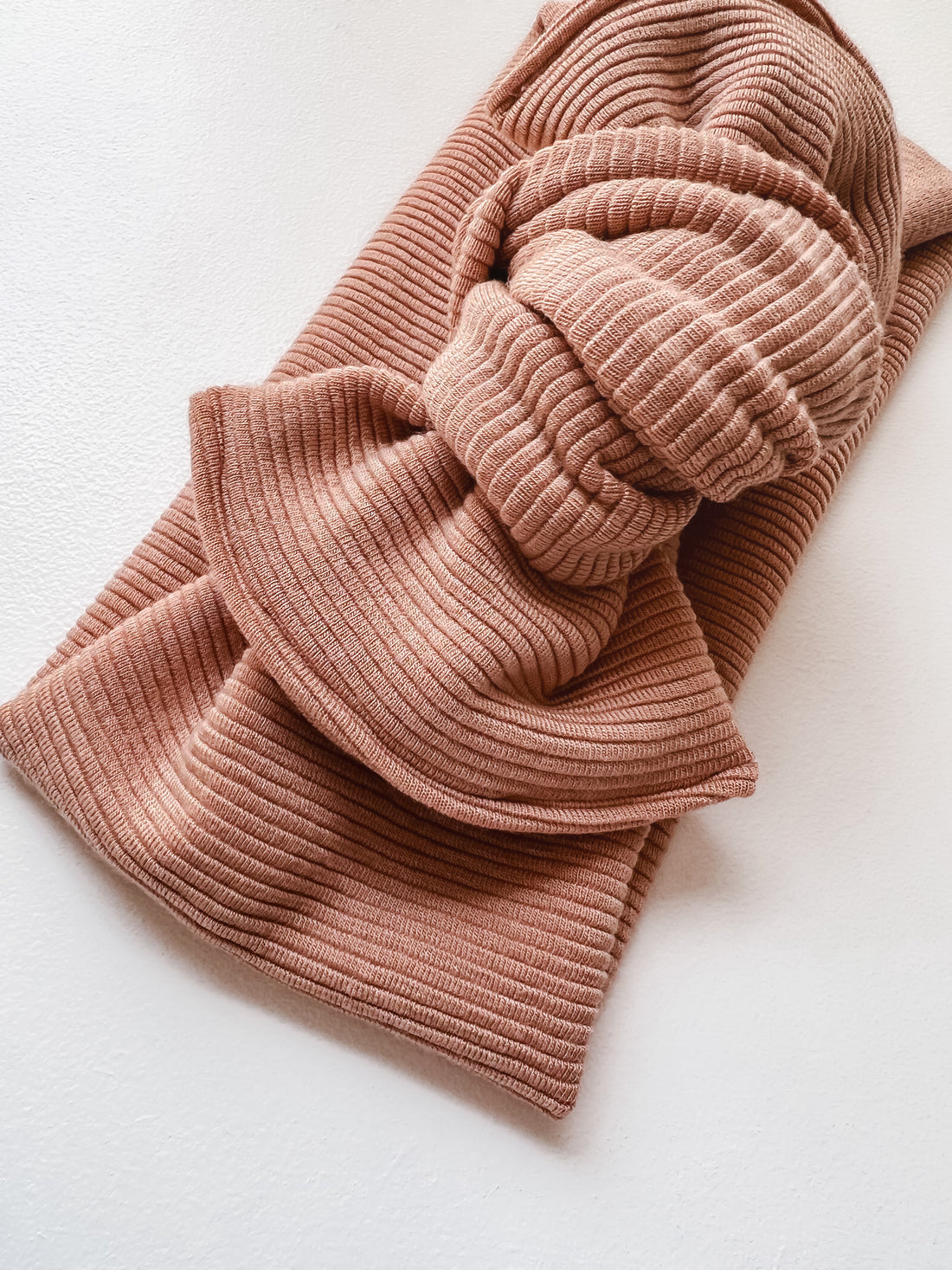 Apricot Baby Head Wrap | Ribbed Knot Bow - EllaLaine