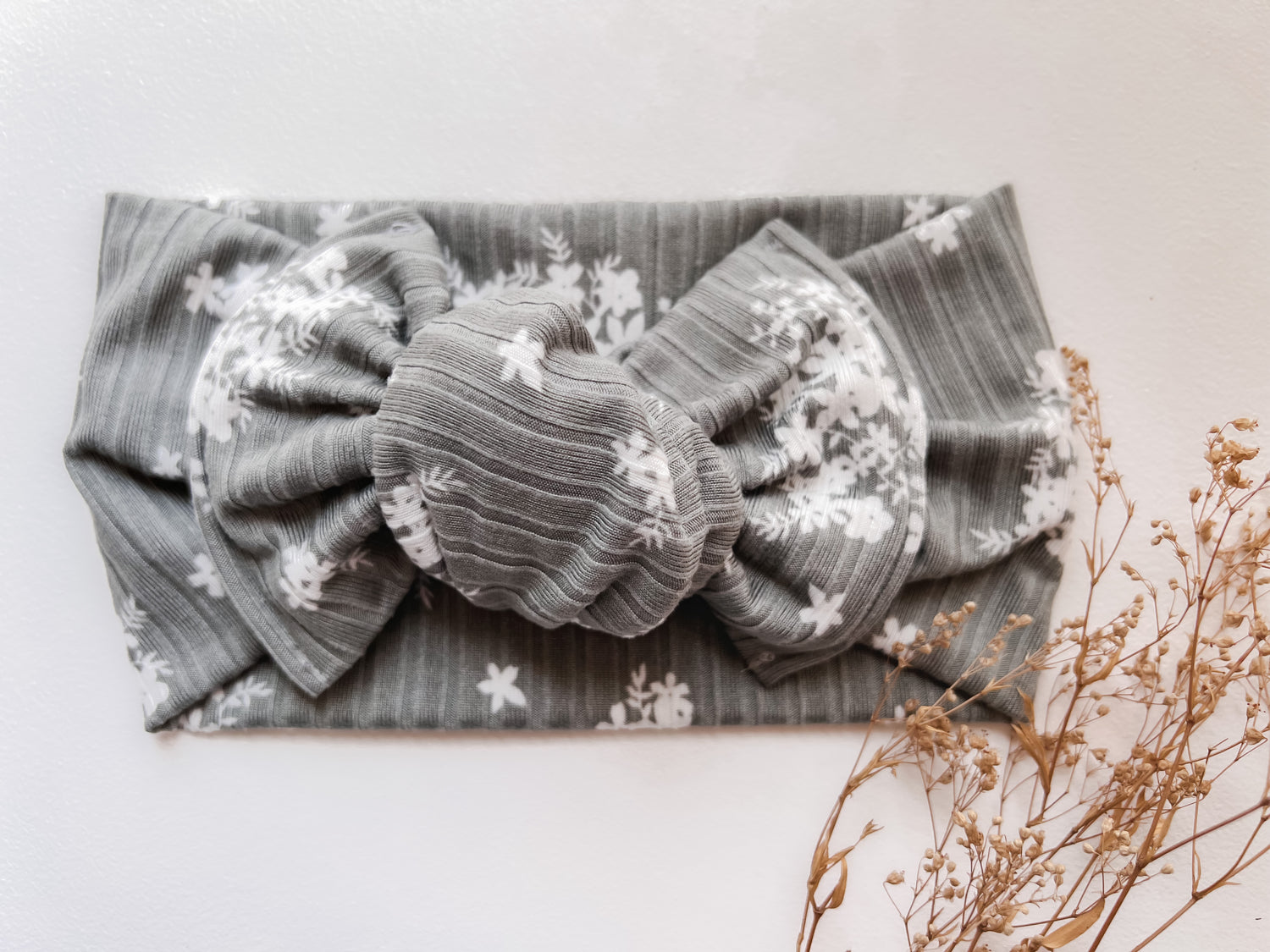 Forest Florals Baby Head Wrap | Ribbed Knot Bow - EllaLaine