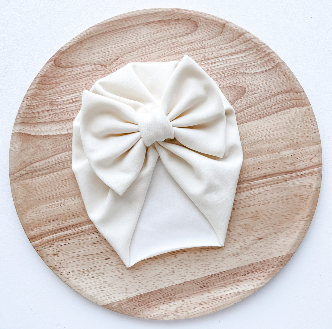 Baby Turban Bow Hat | Oat - EllaLaine