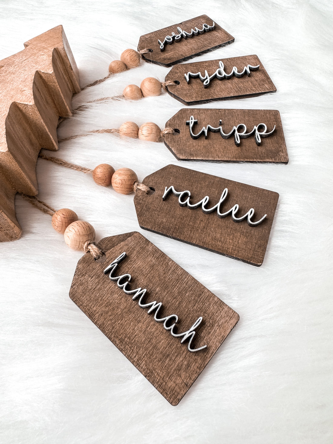 Wooden Name Tags | Stocking Tags | Personalized Gifts - EllaLaine