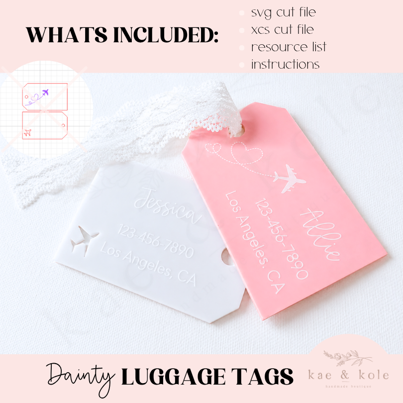 Luggage Tag SVG – Laser-Cut Wood or Acrylic Airplane Design for Suitcase and Carry-On - Kae &amp; Kole