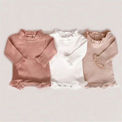 2pc Ribbed Baby Romper Headband Set -Neutral Cotton - EllaLaine