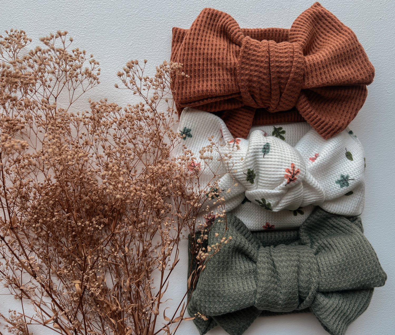 Waffle Knit Baby Bow Headbands | Oversized Head Wrap - EllaLaine