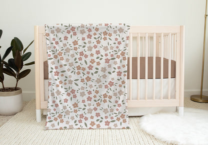 Muted Boho Ditsy Floral Blanket | Minky Baby and Toddler - EllaLaine