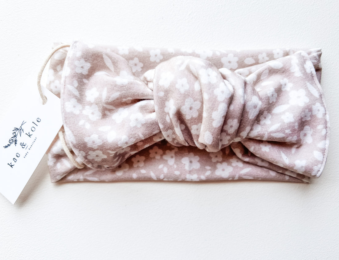 Muted Floral Baby Head Wrap | Knot Bow - EllaLaine