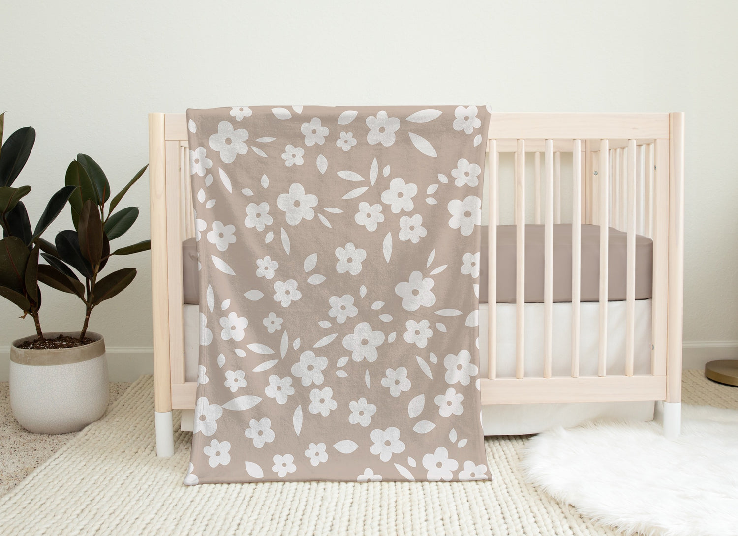 Beige Honey Ditsy Floral Blanket | Minky Baby and Toddler - EllaLaine