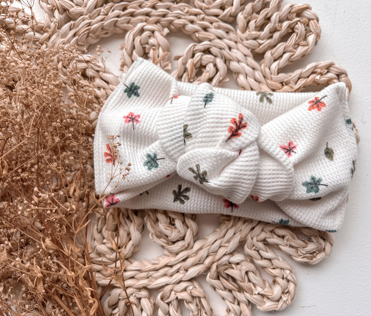 Fall Leaves Waffle Knit Baby Headwrap - EllaLaine