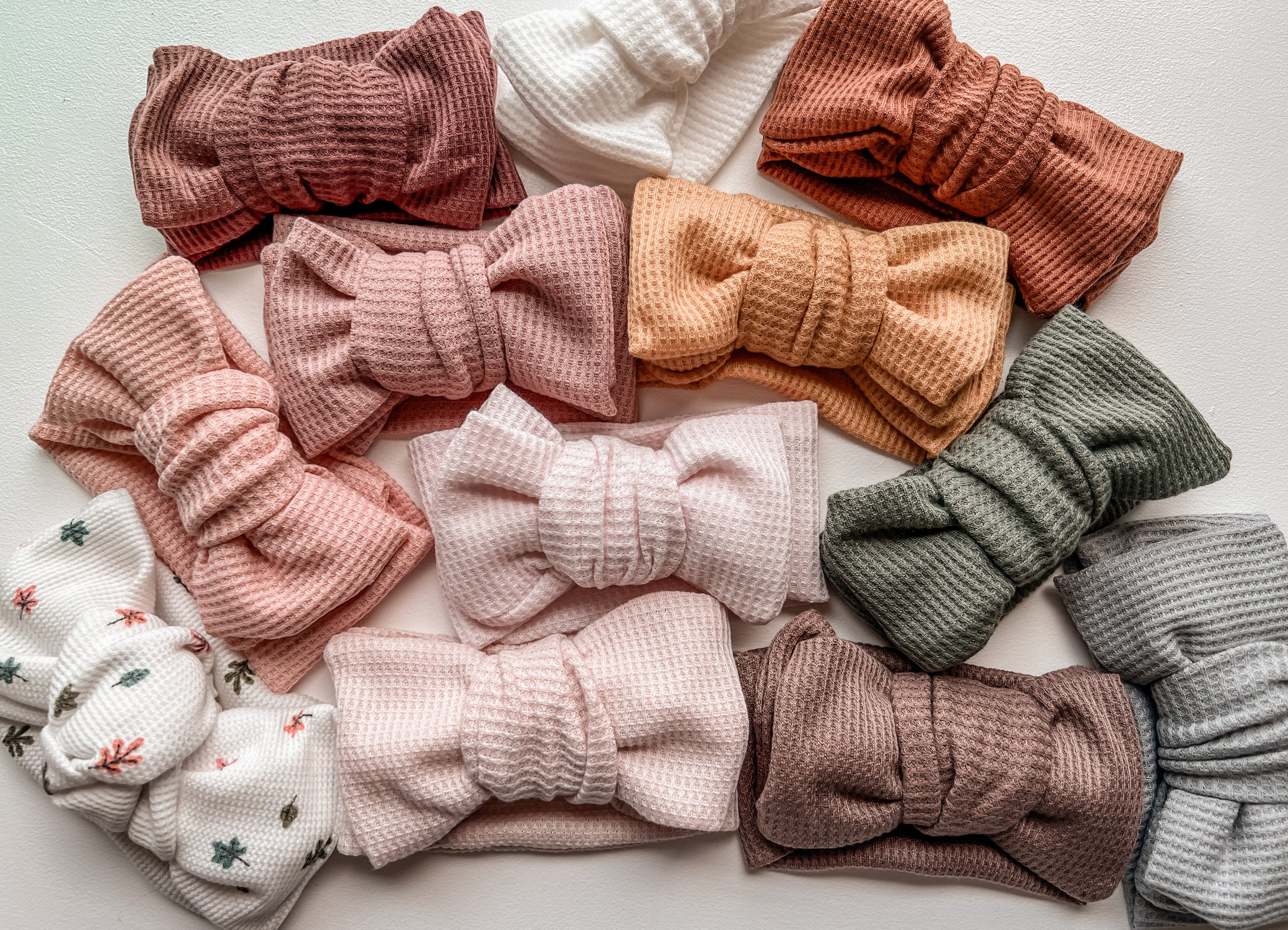 Waffle Knit Baby Bow Headbands | Oversized Head Wrap - EllaLaine