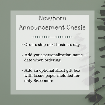 Pregnancy Announcement Onesie | 0-3 mo. Size Keepsake Gift - EllaLaine