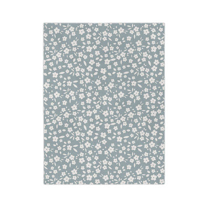 Muted Blue Ditsy Floral Blanket | Minky Baby and Toddler - EllaLaine