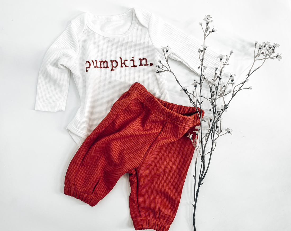 2pc or 5pc Fall Newborn Outfit | Pumpkin Baby Waffle Knit Outfit - EllaLaine
