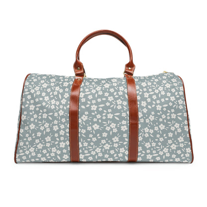 Muted Blue Florals Waterproof Overnight Bag - EllaLaine