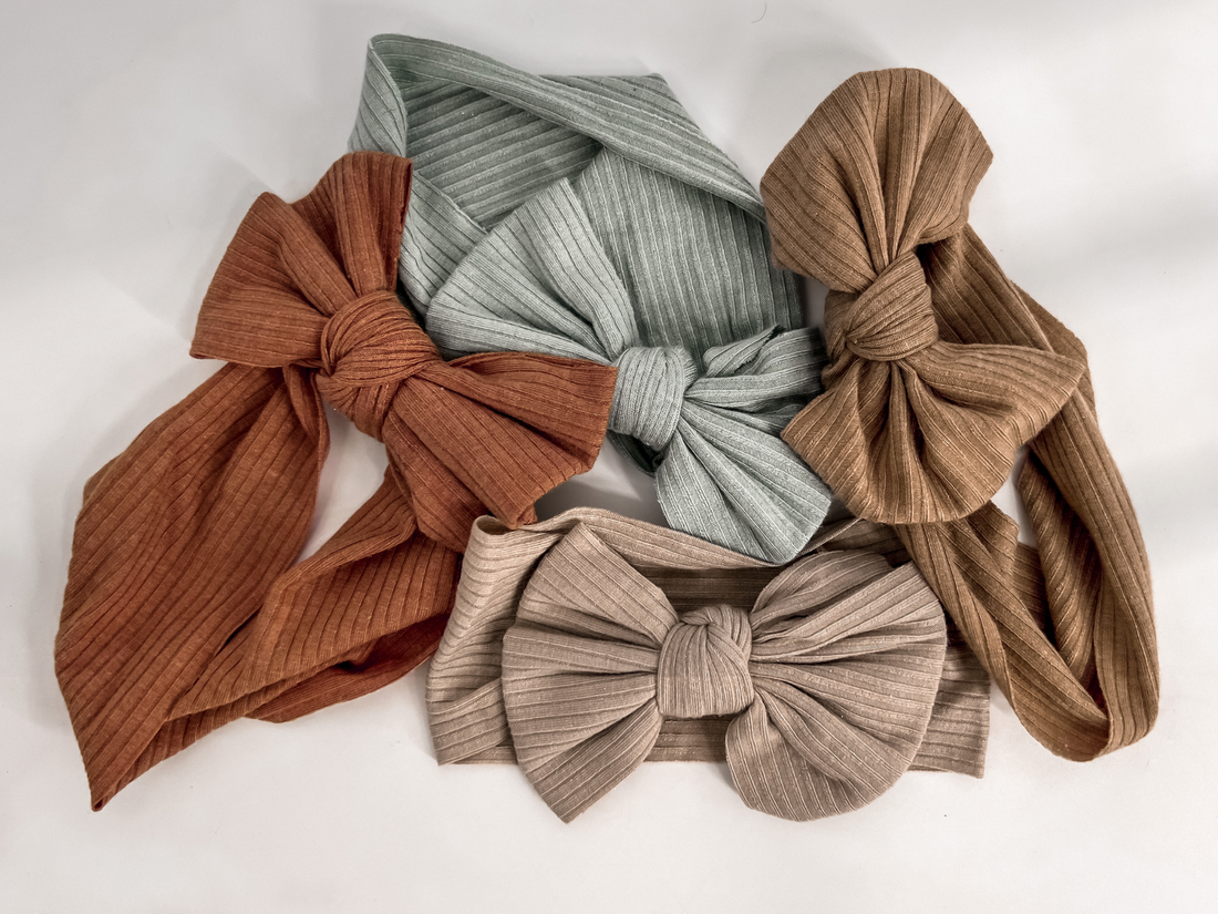 Dusty Boho Ribbed Baby Bow Headbands - EllaLaine