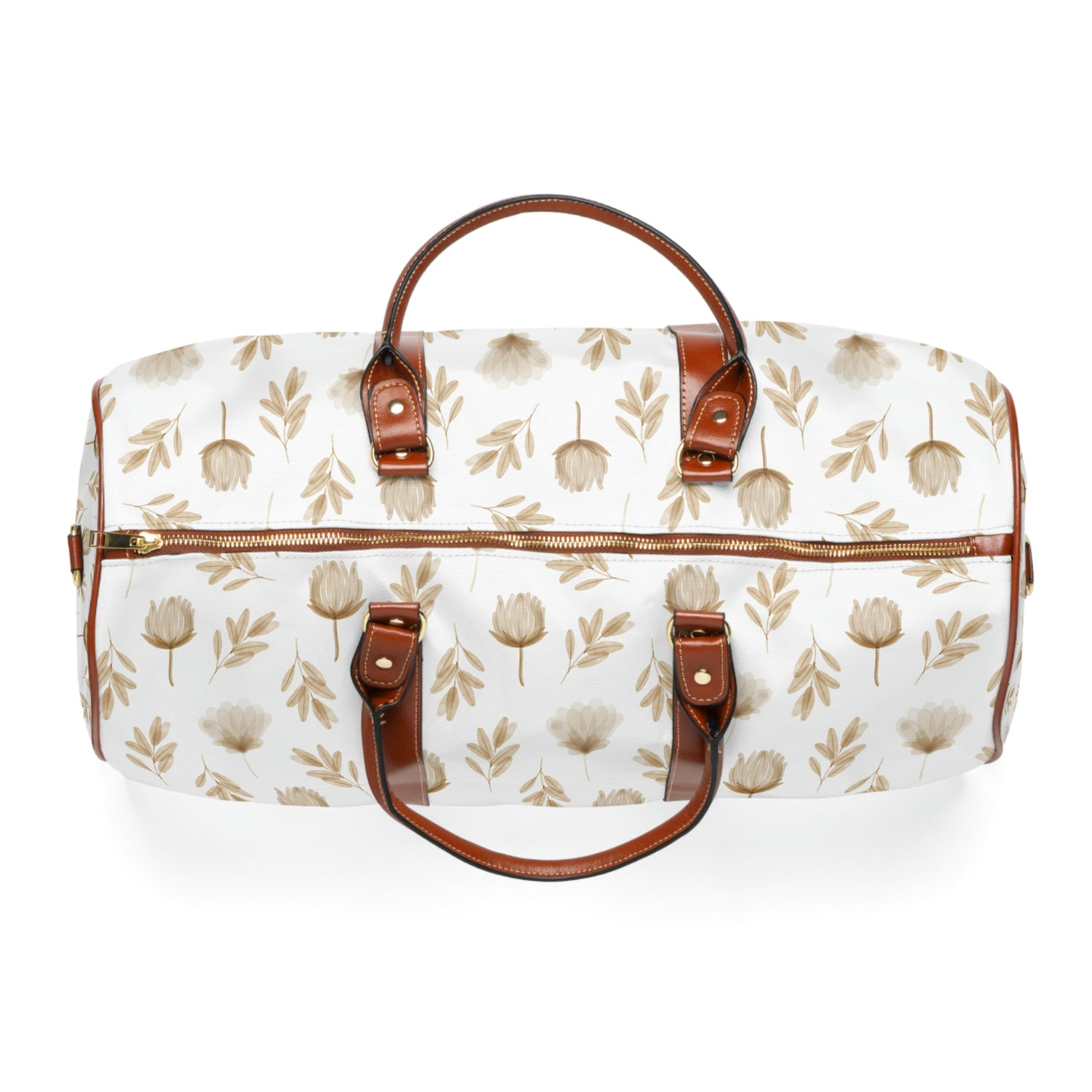 Beige Florals Waterproof Overnight Bag - EllaLaine