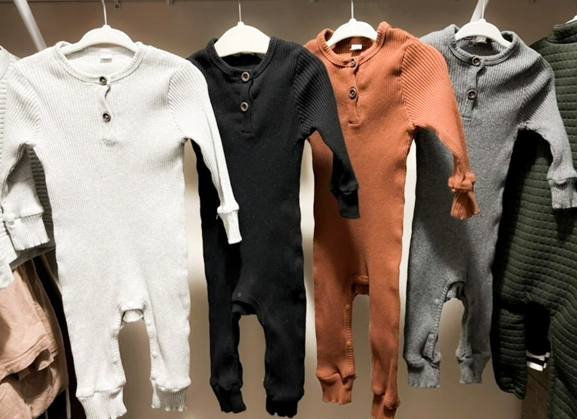 Henley Olive Unisex Ribbed Baby Jumpsuit - EllaLaine