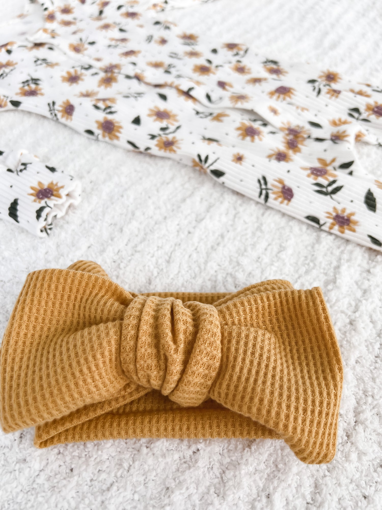 Waffle Knit Baby Bow Headbands | Oversized Bow - EllaLaine