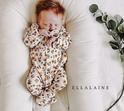 Sunflower Ribbed Footie Sleeper | Button Up - EllaLaine