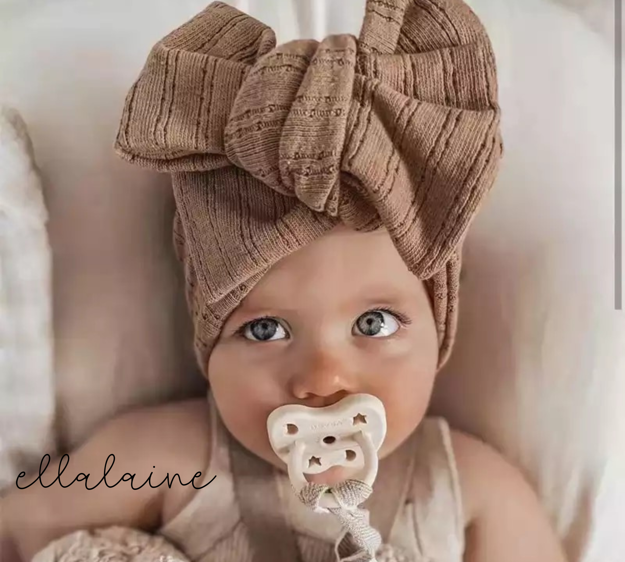 3pc Oversized Cotton Baby Bow Headbands | Neutral Fall Newborn Accessories | Baby Girl Bow - EllaLaine