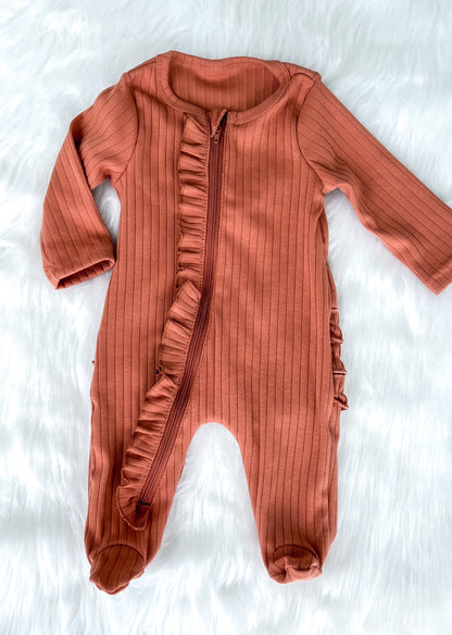 Spring Ribbed Footie Sleeper | Ruffle Butt - EllaLaine