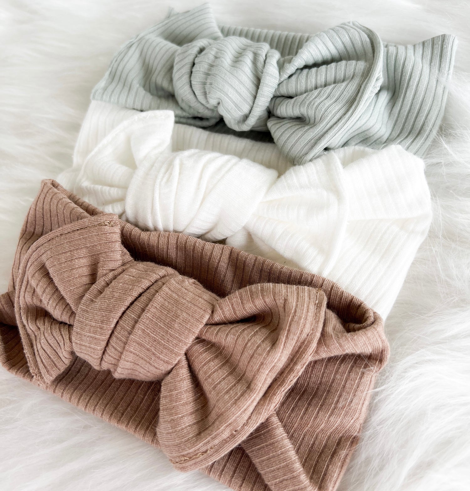 Ribbed Knit Baby Bow Headbands | Newborn to Toddler Bow - EllaLaine
