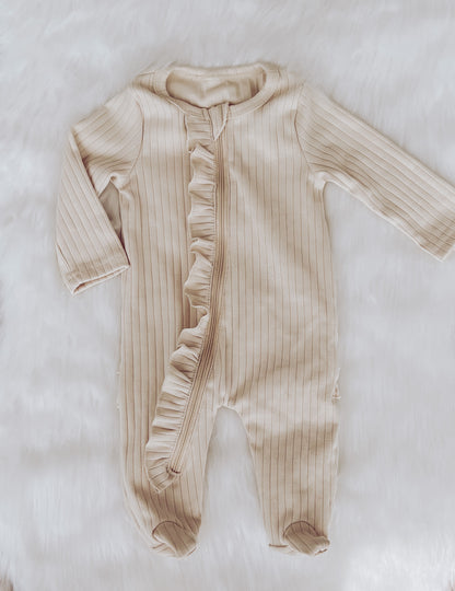 Spring Ribbed Footie Sleeper | Ruffle Butt - EllaLaine