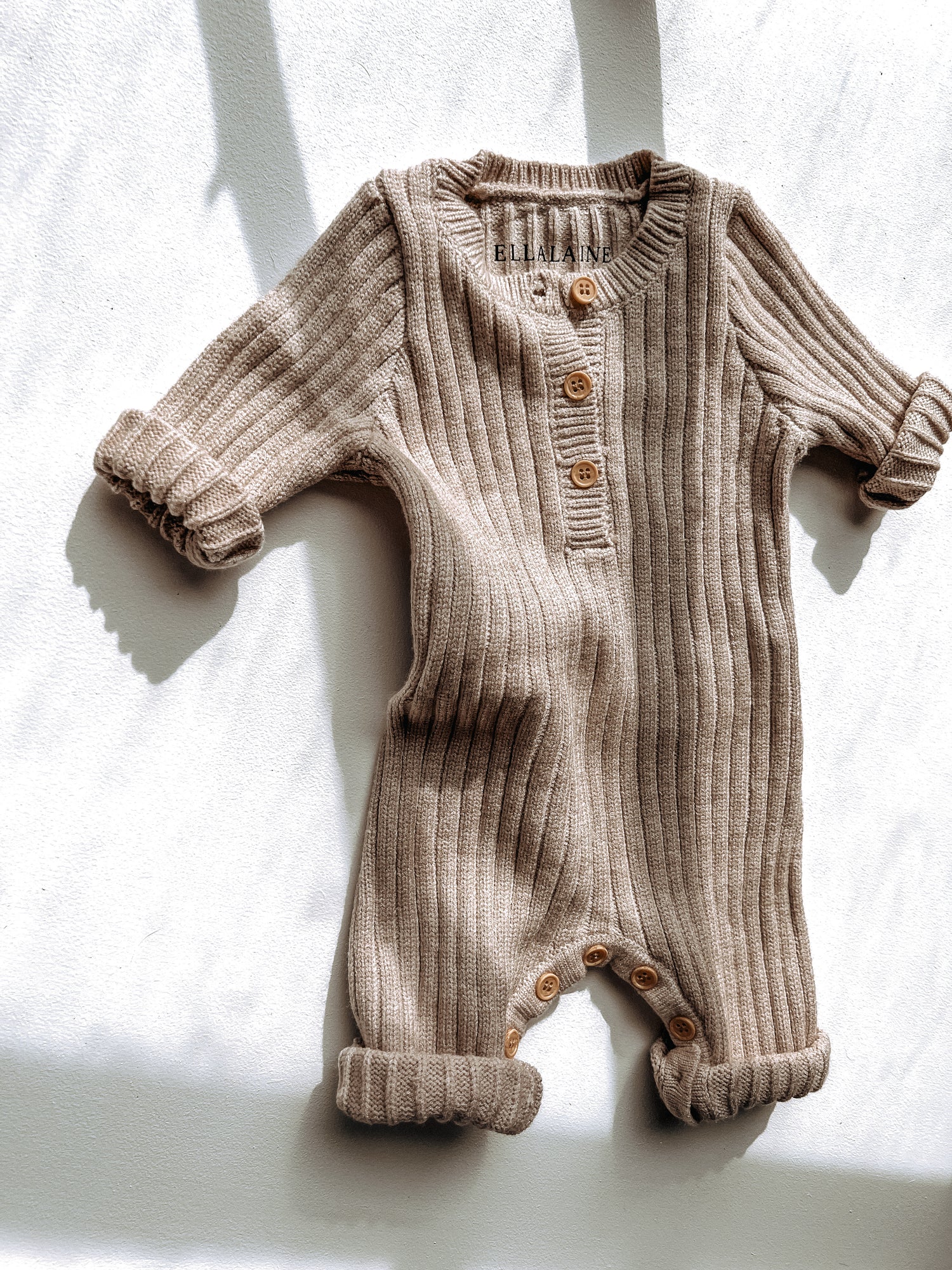 Ribbed Knit Baby Button Romper | Unisex Newborn - EllaLaine