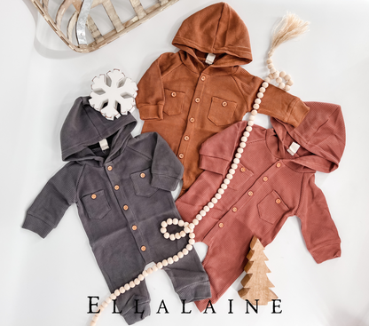 Waffle Knit Baby Button Romper | Unisex - EllaLaine