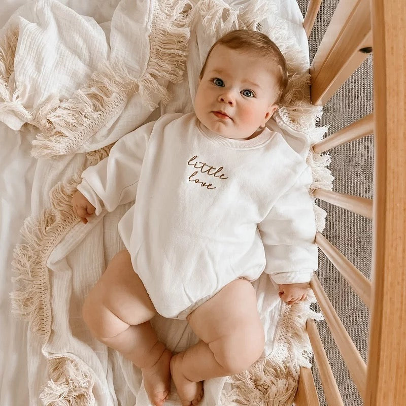 Little Love Baby Romper - White Cotton - EllaLaine