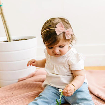 4pc Baby Bow Headbands | Neutral Fall Newborn Accessories | Leopard Pink Lace Corduroy - EllaLaine
