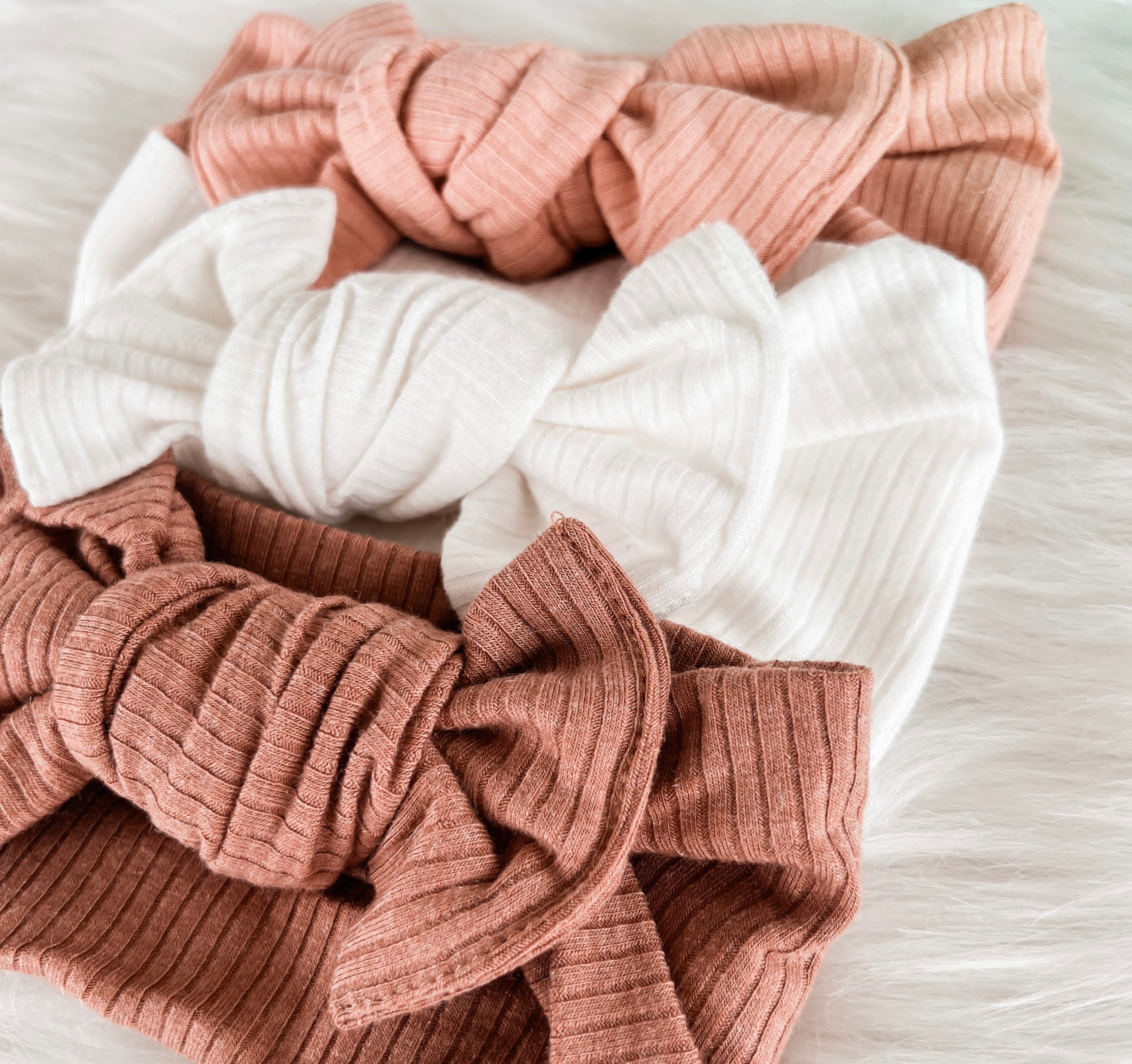 Ribbed Knit Baby Bow Headbands | Newborn to Toddler Bow - EllaLaine