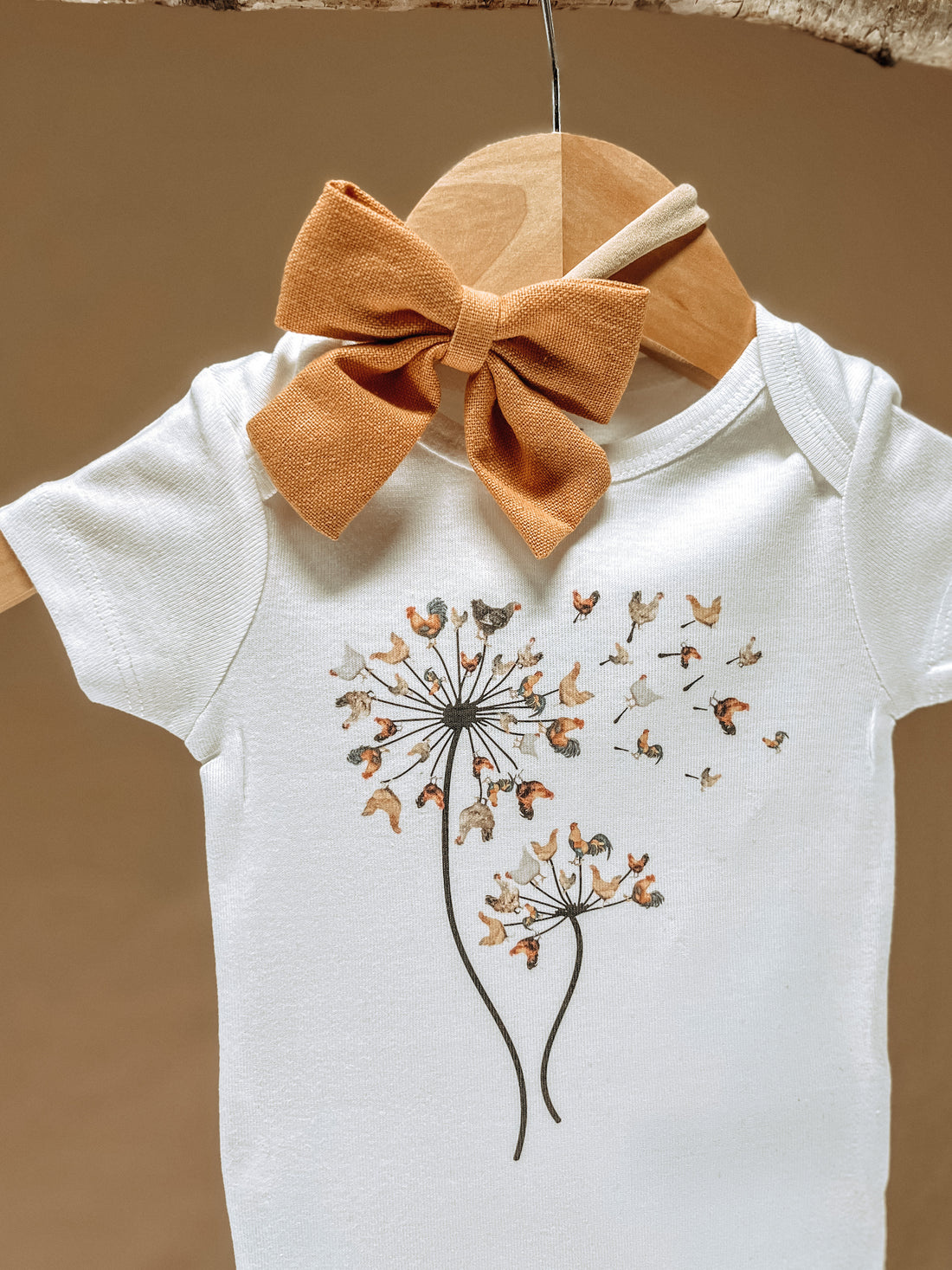 Chicken Dandelion Baby Bodysuit - EllaLaine