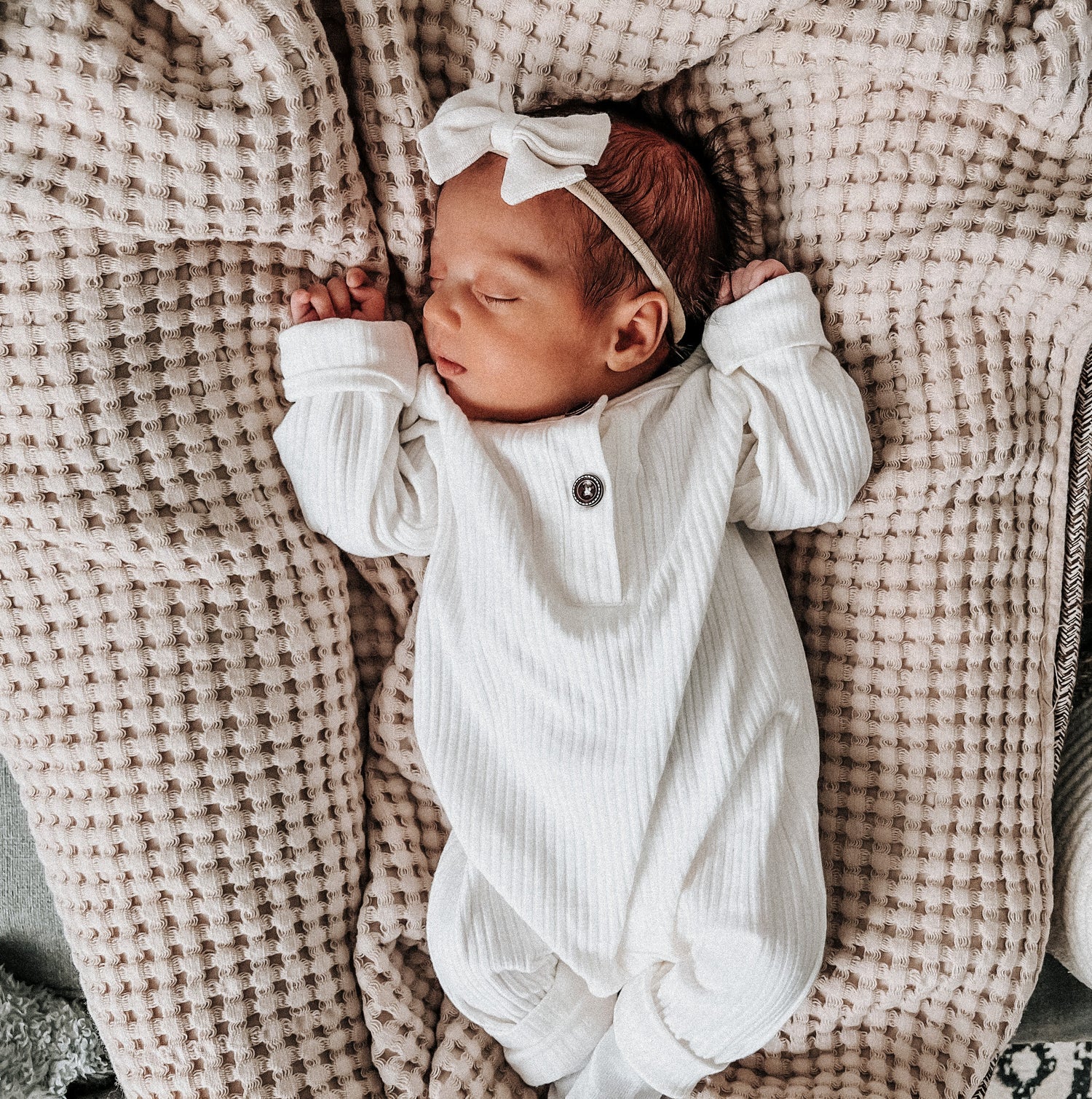 Henley White Unisex Ribbed Baby Jumpsuit - EllaLaine