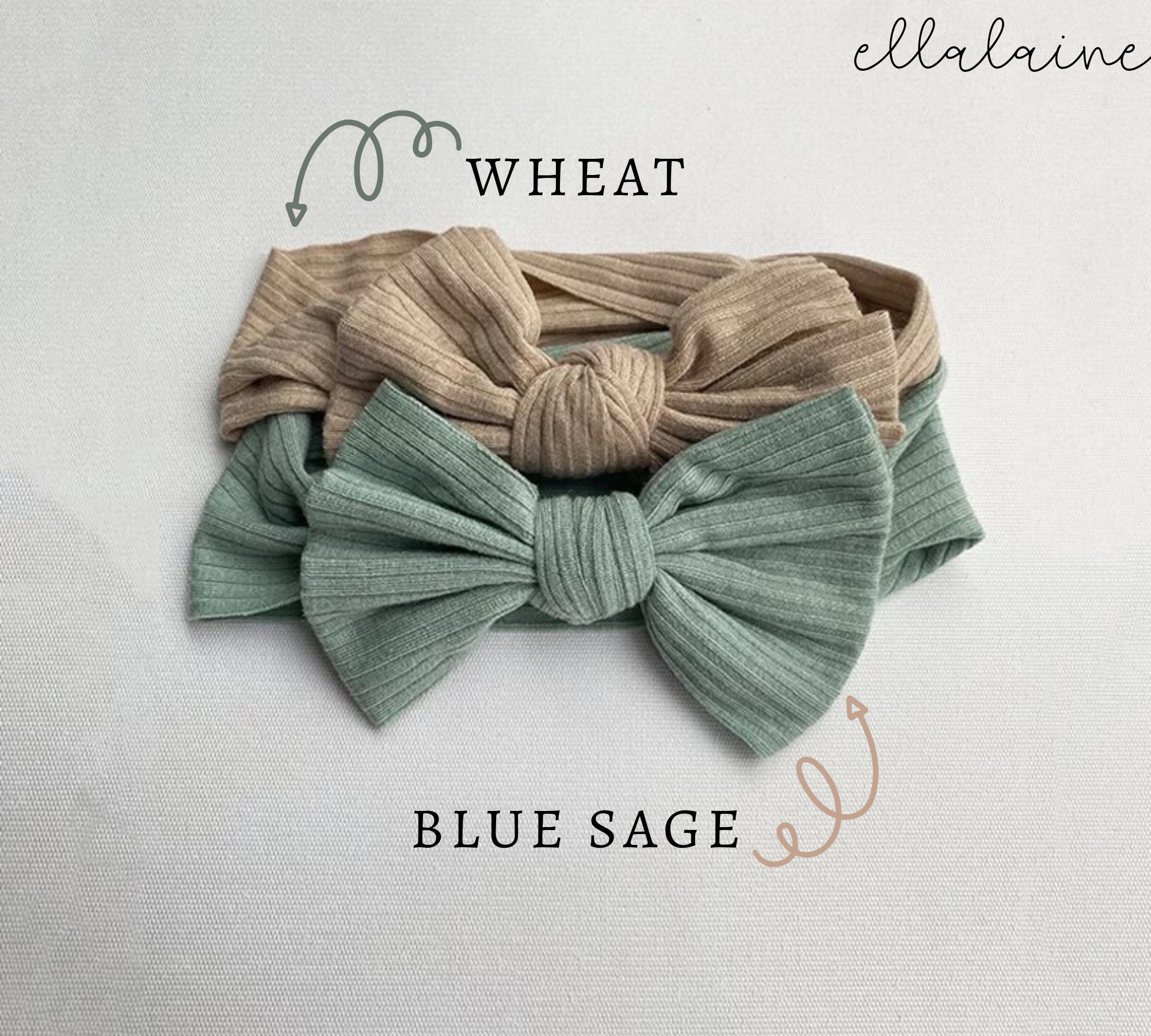 Dusty Boho Ribbed Baby Bow Headbands - EllaLaine